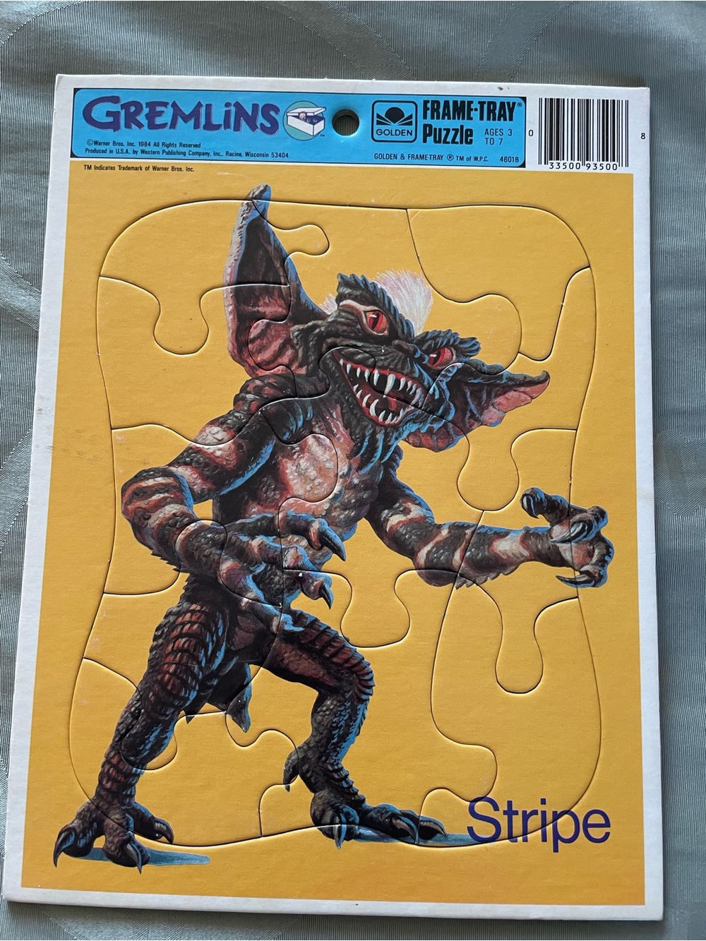 Golden Gremlins Frame Tray Puzzle Stripe 12 Pieces Vintage 1980s Toy Kids 1984